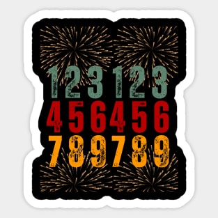 987654321 New Year's Eve 2023 Happy Years Day 2024 Sticker